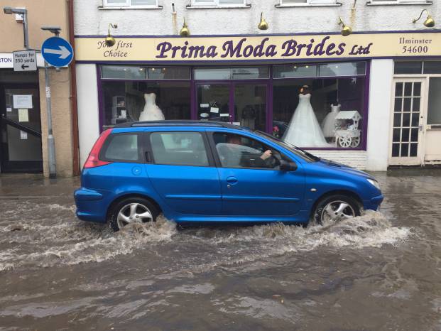ILMINSTER NEWS: Miraculous that bridal shop suffers only a “soggy mat” in flash flooding