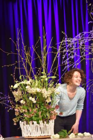 Springing into Easter – March 27, 2018: The team from Cottage Flowers entertain a packed audience at the Warehouse Theatre in Ilminster with a flower arranging demonstration. Photo 12