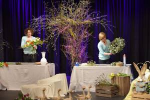 Springing into Easter – March 27, 2018: The team from Cottage Flowers entertain a packed audience at the Warehouse Theatre in Ilminster with a flower arranging demonstration. Photo 14