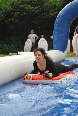 Ilminster Town FC fun day Part 2 – July 9, 2016: A giant water slide was the star attraction at a family fun day held to celebrate Ilminster Town Football Club’s new Archie Gooch Pavilion headquarters in Britten’s Field. Photo 4