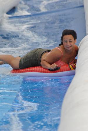 Ilminster Town FC fun day Part 5 – July 9, 2016: A giant water slide was the star attraction at a family fun day held to celebrate Ilminster Town Football Club’s new Archie Gooch Pavilion headquarters in Britten’s Field. Photo 25