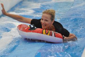 Ilminster Town FC fun day Part 8 – July 9, 2016: A giant water slide was the star attraction at a family fun day held to celebrate Ilminster Town Football Club’s new Archie Gooch Pavilion headquarters in Britten’s Field. Photo 3