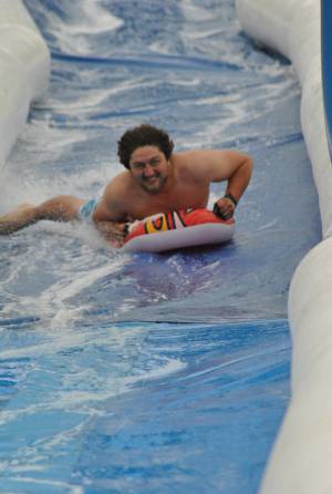 Ilminster Town FC fun day Part 9 – July 9, 2016:: A giant water slide was the star attraction at a family fun day held to celebrate Ilminster Town Football Club’s new Archie Gooch Pavilion headquarters in Britten’s Field. Photo 14