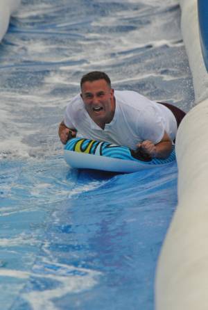Ilminster Town FC fun day Part 9 – July 9, 2016:: A giant water slide was the star attraction at a family fun day held to celebrate Ilminster Town Football Club’s new Archie Gooch Pavilion headquarters in Britten’s Field. Photo 22