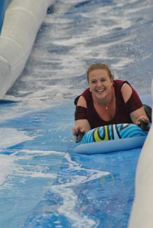 Ilminster Town FC fun day Part 9 – July 9, 2016:: A giant water slide was the star attraction at a family fun day held to celebrate Ilminster Town Football Club’s new Archie Gooch Pavilion headquarters in Britten’s Field. Photo 9