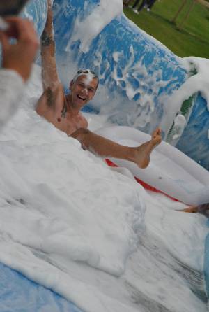 Ilminster Town FC fun day Part 10 – July 9, 2016: A giant water slide was the star attraction at a family fun day held to celebrate Ilminster Town Football Club’s new Archie Gooch Pavilion headquarters in Britten’s Field. Photo 18