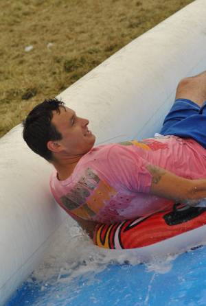 Ilminster Town FC fun day Part 11 – July 9, 2016: A giant water slide was the star attraction at a family fun day held to celebrate Ilminster Town Football Club’s new Archie Gooch Pavilion headquarters in Britten’s Field. Photo 10