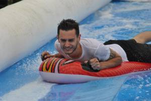Ilminster Town FC fun day Part 13 – July 9, 2016: A giant water slide was the star attraction at a family fun day held to celebrate Ilminster Town Football Club’s new Archie Gooch Pavilion headquarters in Britten’s Field. Photo 10