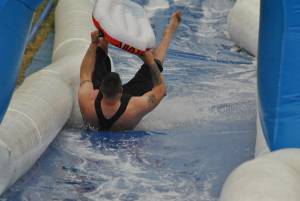 Ilminster Town FC fun day Part 13 – July 9, 2016: A giant water slide was the star attraction at a family fun day held to celebrate Ilminster Town Football Club’s new Archie Gooch Pavilion headquarters in Britten’s Field. Photo 15