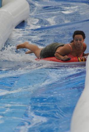 Ilminster Town FC fun day Part 13 – July 9, 2016: A giant water slide was the star attraction at a family fun day held to celebrate Ilminster Town Football Club’s new Archie Gooch Pavilion headquarters in Britten’s Field. Photo 24