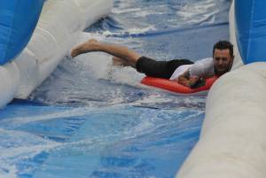Ilminster Town FC fun day Part 13 – July 9, 2016: A giant water slide was the star attraction at a family fun day held to celebrate Ilminster Town Football Club’s new Archie Gooch Pavilion headquarters in Britten’s Field. Photo 8