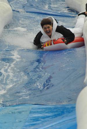 Ilminster Town FC fun day Part 14 – July 9, 2016: A giant water slide was the star attraction at a family fun day held to celebrate Ilminster Town Football Club’s new Archie Gooch Pavilion headquarters in Britten’s Field. Photo 24