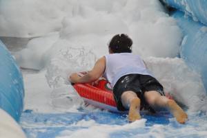 Ilminster Town FC fun day Part 16 – July 9, 2016: A giant water slide was the star attraction at a family fun day held to celebrate Ilminster Town Football Club’s new Archie Gooch Pavilion headquarters in Britten’s Field. Photo 15