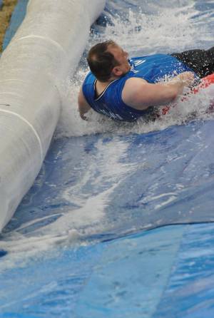 Ilminster Town FC fun day Part 16 – July 9, 2016: A giant water slide was the star attraction at a family fun day held to celebrate Ilminster Town Football Club’s new Archie Gooch Pavilion headquarters in Britten’s Field. Photo 2