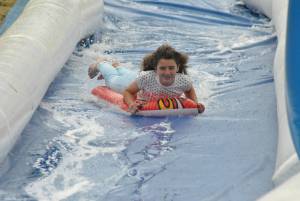 Ilminster Town FC fun day Part 19 – July 9, 2016: A giant water slide was the star attraction at a family fun day held to celebrate Ilminster Town Football Club’s new Archie Gooch Pavilion headquarters in Britten’s Field. Photo 8