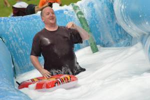 Ilminster Town FC fun day Part 21 – July 9, 2016: A giant water slide was the star attraction at a family fun day held to celebrate Ilminster Town Football Club’s new Archie Gooch Pavilion headquarters in Britten’s Field. Photo 10