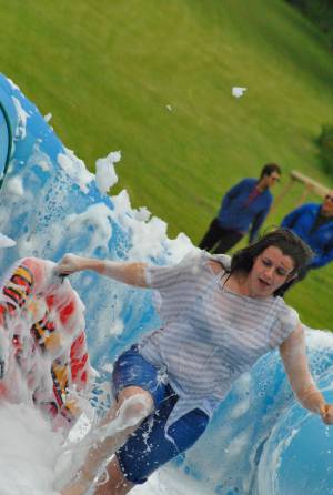 Ilminster Town FC fun day Part 21 – July 9, 2016: A giant water slide was the star attraction at a family fun day held to celebrate Ilminster Town Football Club’s new Archie Gooch Pavilion headquarters in Britten’s Field. Photo 3