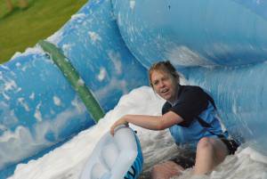 Ilminster Town FC fun day Part 22 – July 9, 2016: A giant water slide was the star attraction at a family fun day held to celebrate Ilminster Town Football Club’s new Archie Gooch Pavilion headquarters in Britten’s Field. Photo 2