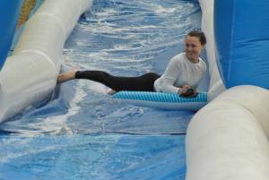 Ilminster Town FC fun day Part 26 – July 9, 2016: A giant water slide was the star attraction at a family fun day held to celebrate Ilminster Town Football Club’s new Archie Gooch Pavilion headquarters in Britten’s Field. Photo 12