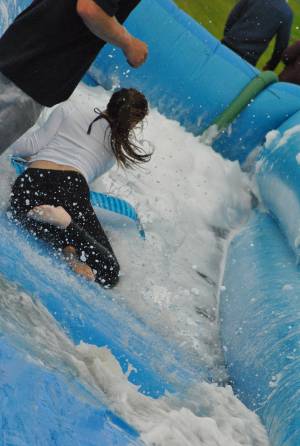 Ilminster Town FC fun day Part 26 – July 9, 2016: A giant water slide was the star attraction at a family fun day held to celebrate Ilminster Town Football Club’s new Archie Gooch Pavilion headquarters in Britten’s Field. Photo 15