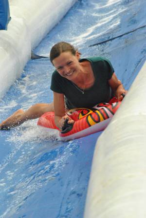 Ilminster Town FC fun day Part 28 – July 9, 2016: A giant water slide was the star attraction at a family fun day held to celebrate Ilminster Town Football Club’s new Archie Gooch Pavilion headquarters in Britten’s Field. Photo 20