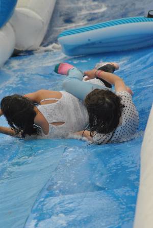 Ilminster Town FC fun day Part 31 – July 9, 2016: A giant water slide was the star attraction at a family fun day held to celebrate Ilminster Town Football Club’s new Archie Gooch Pavilion headquarters in Britten’s Field. Photo 2