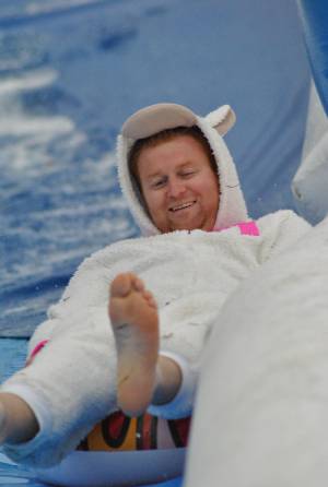 Ilminster Town FC fun day Part 32 – July 9, 2016: A giant water slide was the star attraction at a family fun day held to celebrate Ilminster Town Football Club’s new Archie Gooch Pavilion headquarters in Britten’s Field. Photo 19