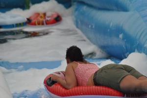 Ilminster Town FC fun day Part 32 – July 9, 2016: A giant water slide was the star attraction at a family fun day held to celebrate Ilminster Town Football Club’s new Archie Gooch Pavilion headquarters in Britten’s Field. Photo 7