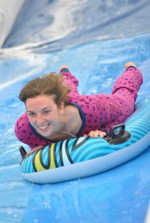 Ilminster Town FC fun day Part 33 – July 9, 2016: A giant water slide was the star attraction at a family fun day held to celebrate Ilminster Town Football Club’s new Archie Gooch Pavilion headquarters in Britten’s Field. Photo 17