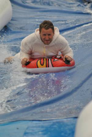 Ilminster Town FC fun day Part 33 – July 9, 2016: A giant water slide was the star attraction at a family fun day held to celebrate Ilminster Town Football Club’s new Archie Gooch Pavilion headquarters in Britten’s Field. Photo 4