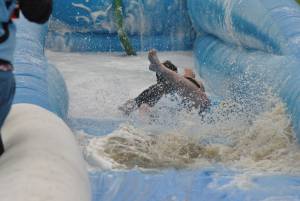 Ilminster Town FC fun day Part 35 – July 9, 2016: A giant water slide was the star attraction at a family fun day held to celebrate Ilminster Town Football Club’s new Archie Gooch Pavilion headquarters in Britten’s Field. Photo 11