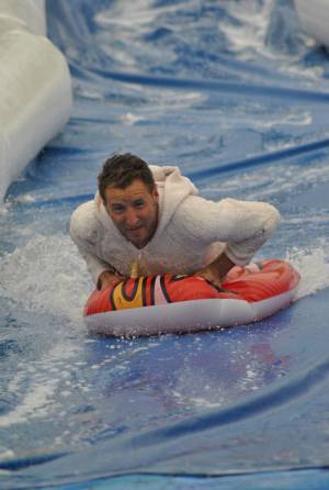 Ilminster Town FC fun day Part 35 – July 9, 2016: A giant water slide was the star attraction at a family fun day held to celebrate Ilminster Town Football Club’s new Archie Gooch Pavilion headquarters in Britten’s Field. Photo 29