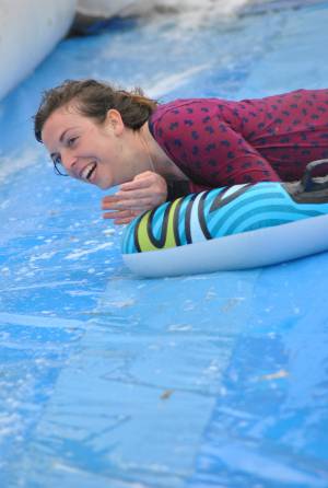 Ilminster Town FC fun day Part 35 – July 9, 2016: A giant water slide was the star attraction at a family fun day held to celebrate Ilminster Town Football Club’s new Archie Gooch Pavilion headquarters in Britten’s Field. Photo 36