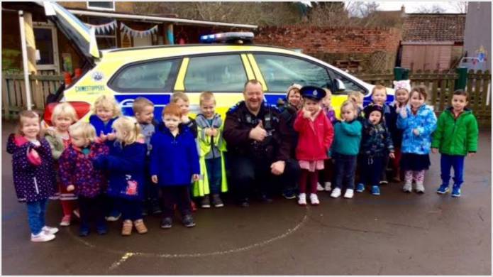 SCHOOL NEWS: Sunny Ile Pre-School welcome PCSO Martin into class